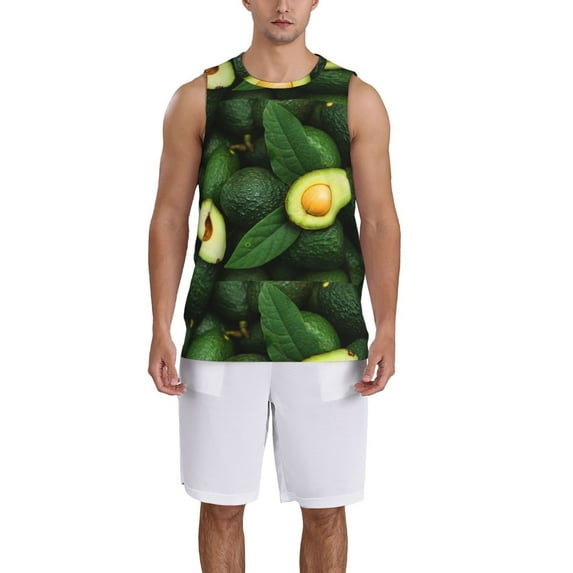 Pofeuu Fresh Avocados Print Basketball Jersey, Shirts for Men Youth Basketball Jersey Crew Neck-Large