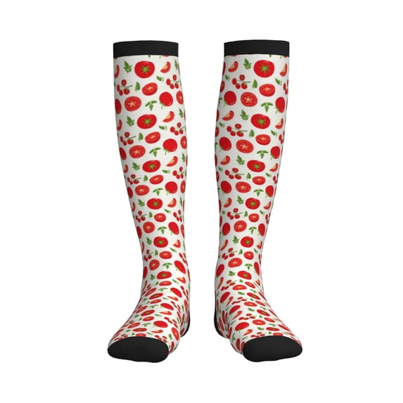 Pofeuu Fresh Red Tomato Print Compression Socks for Women & Men Circulation - Best Support for Nurses,Running,Athletic,Sports
