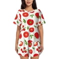 thumbnail image 1 of Pofeuu Fresh Red Tomato Print Women's Pajama Set Short/Shorts Soft Button PJs Elastic Drawstring Waist Sleepwear-Large, 1 of 6