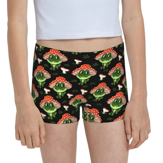 Pofeuu Frogs In Mushroom Hats Print Soft Cotton Girls Boyshort panties Toddler Underwear-XX-Small