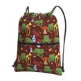 thumbnail image 1 of Pofeuu Frogs and Mushrooms Print Drawstring Backpack Water Resistant String Bag Sports Sackpack Gym Sack with Side Pocket for Men Women, 1 of 6