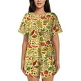 thumbnail image 1 of Pofeuu Fruits And Vegetables Print Women's Pajama Set Short/Shorts Soft Button PJs Elastic Drawstring Waist Sleepwear-3X-Large, 1 of 6