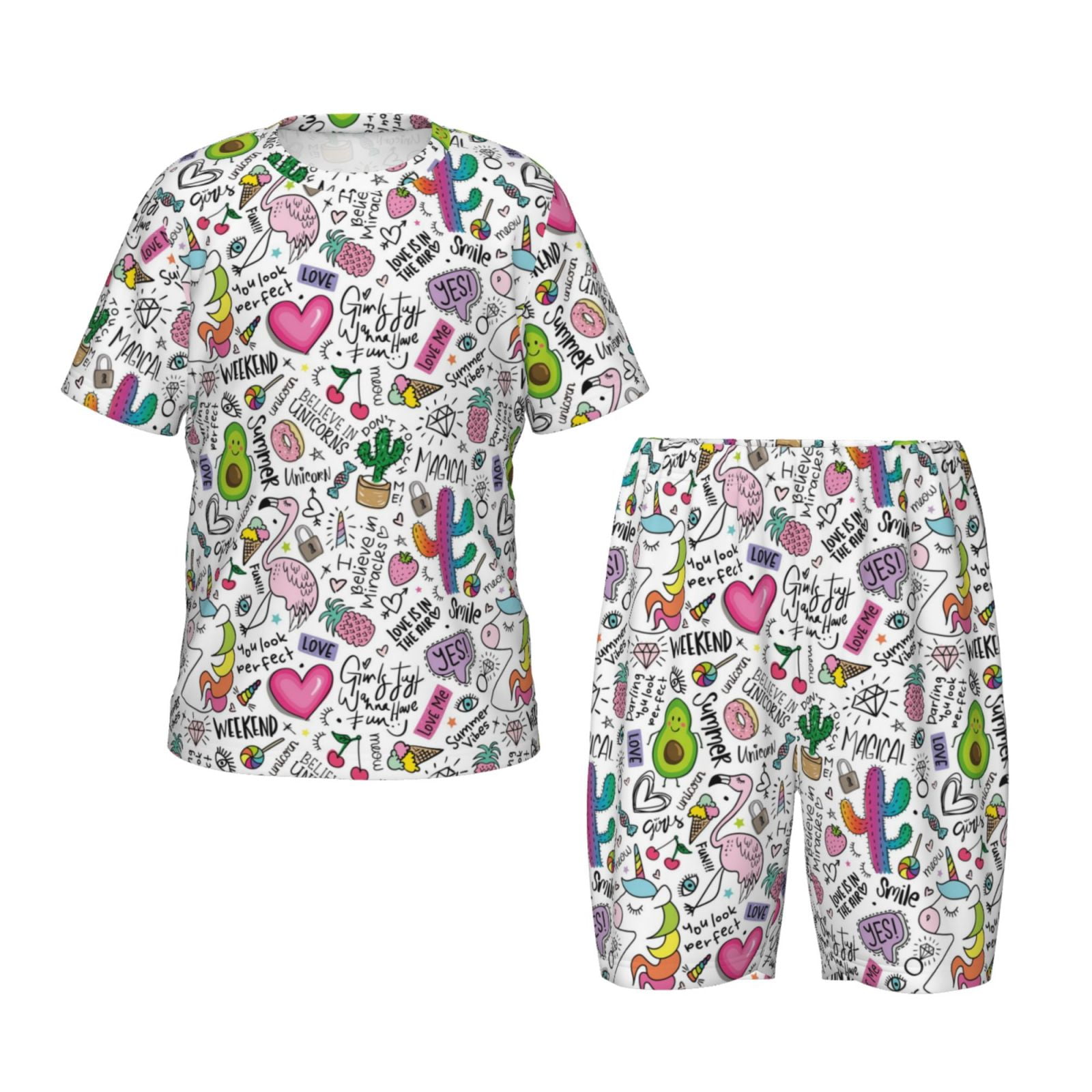 MHJY Girls Pajama Sets Ruffled Sleepwear Casual Short Sleeve