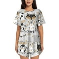thumbnail image 1 of Pofeuu Funny Animals Series Print Women's Pajama Set Short/Shorts Soft Button PJs Elastic Drawstring Waist Sleepwear-Small, 1 of 6
