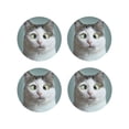 thumbnail image 1 of Pofeuu Funny Cat Print Coasters for Drinks, 4Pack PU Leather Coasters, Bar Drink Coasters for Tabletop Protection, Furniture from Damage-Round Shape, 1 of 6