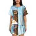 thumbnail image 1 of Pofeuu Funny Cat Taking a Bath Print Women's Pajama Set Short/Shorts Soft Button PJs Elastic Drawstring Waist Sleepwear-X-Large, 1 of 6