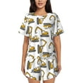 thumbnail image 1 of Pofeuu Funny Excavator Print Women's Pajama Set Short/Shorts Soft Button PJs Elastic Drawstring Waist Sleepwear-Large, 1 of 6