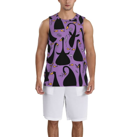 Pofeuu Funny Goose Print Basketball Jersey, Shirts for Men Youth Basketball Jersey Crew Neck-Medium