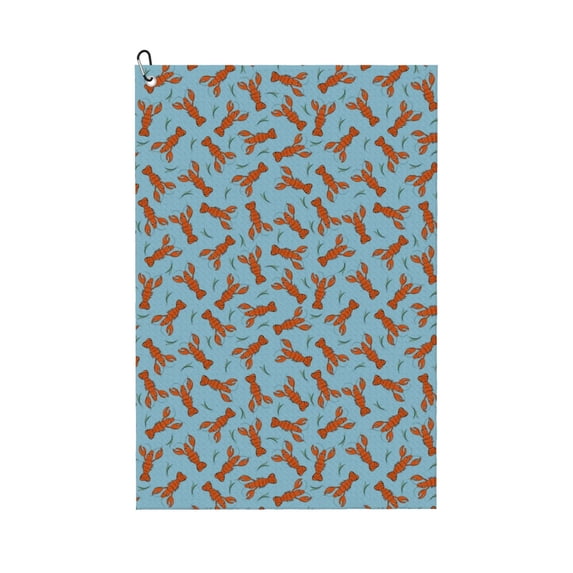 Pofeuu Funny Lobsters Print Premium Golf Towel with Carabiner Clip Absorbent Microfiber Waffle Pattern Golf Towel for Golf Bag Trolly Belt Loop