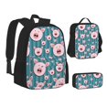 thumbnail image 1 of Pofeuu Funny Pig Faces Print Backpack Travel Backpacks With Lunch Bag Pencil Bag Set 3 pcs Set Cartoon Backpack, 1 of 7