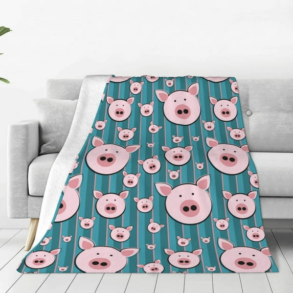 Pofeuu Funny Pig Faces Print Ultra-Soft Micro Fleece Blanket,for Bed Or Sofa,All Season Throw Blankets Flannel Blanket-40"x30"