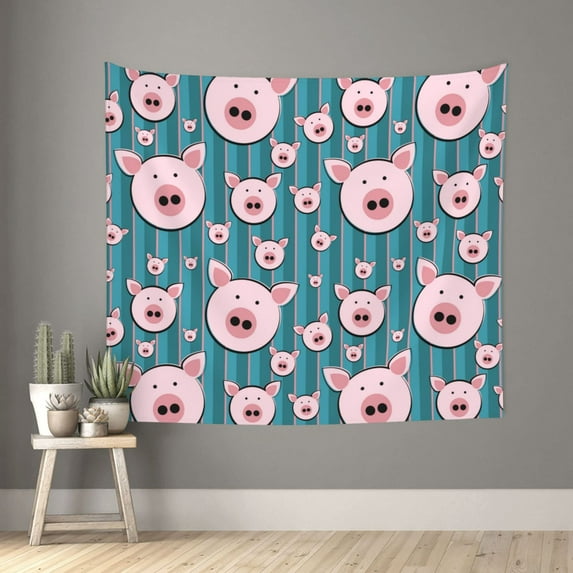 Pofeuu Funny Pig Faces Print Wall Tapestry Decoration Wall Hanging Tapestry 60 x 51 Inch