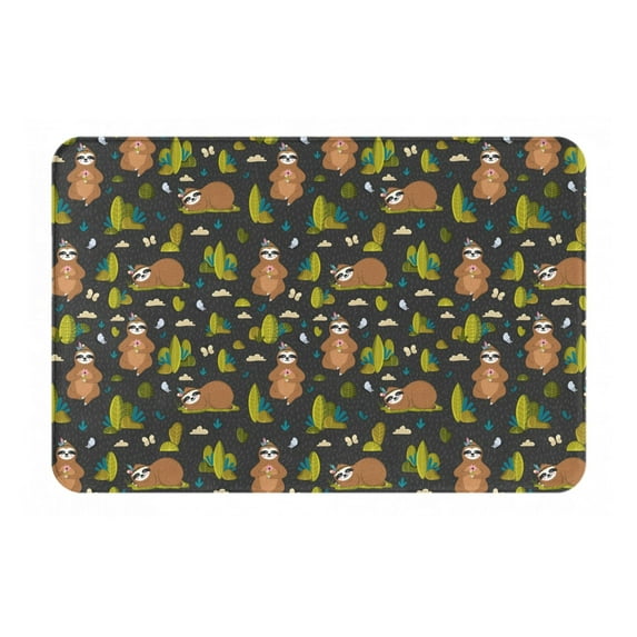 Pofeuu Funny Sloths In The Forest Print Flannel Doormats Rug16"x24"Rug Washable Doormats Indoor Outdoor Rugs for Layered Front Door Mats, Porch, Kitchen, Entryway