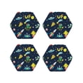 thumbnail image 1 of Pofeuu Funny Spaceships Print Coasters for Drinks, 4Pack PU Leather Coasters, Bar Drink Coasters for Tabletop Protection, Furniture from Damage-Hexagon, 1 of 6