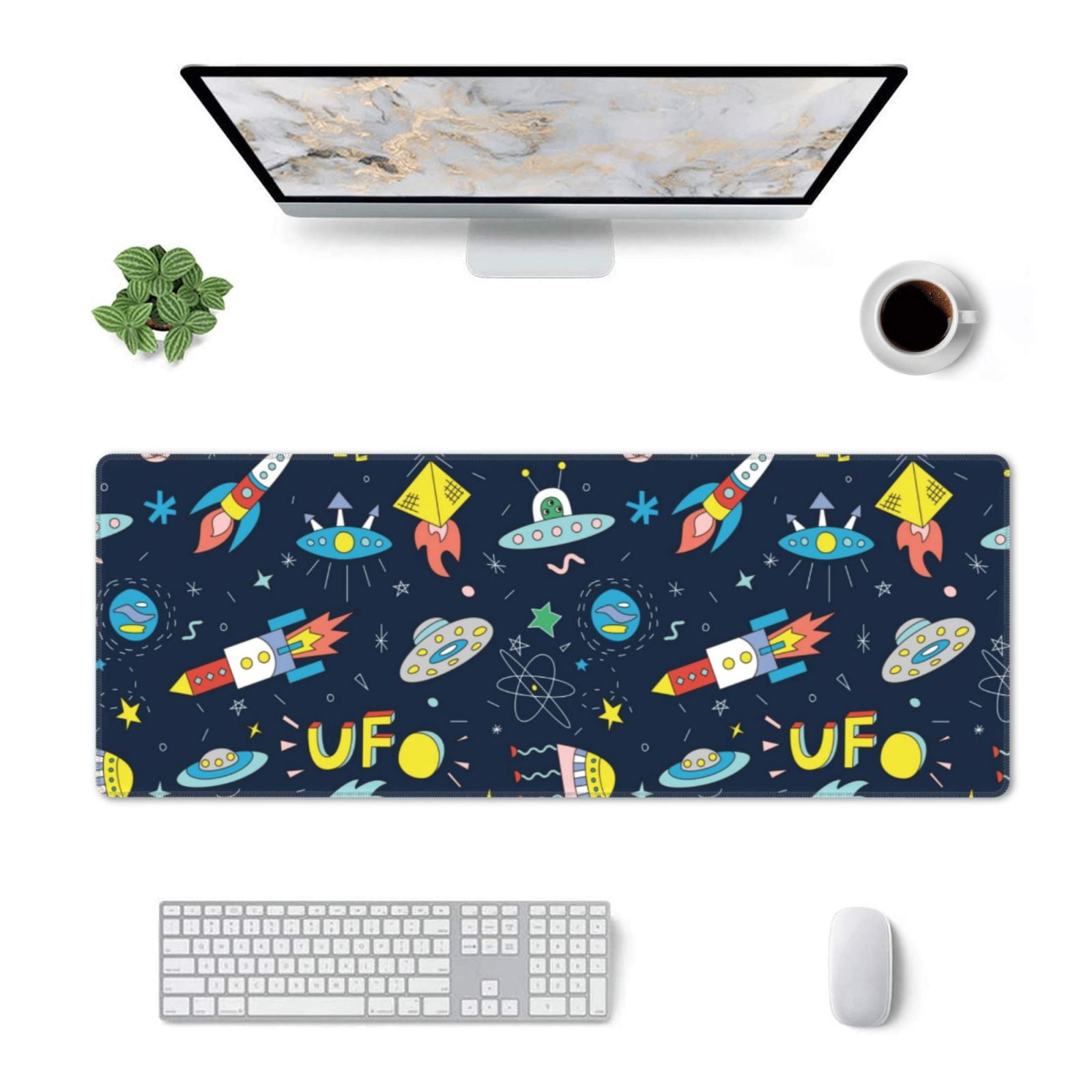 Pofeuu Funny Spaceships Print Desk Mat for Keyboard and Mouse，Computer ...