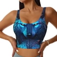 thumbnail image 1 of Pofeuu Futuristic Blue Light Wolf Print Sports Bra for Women Sexy Vest Yoga Running Gym Fitness Crop Bras Tops-Small, 1 of 8