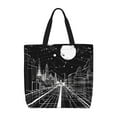 thumbnail image 1 of Pofeuu Futuristic Moonlit Cityscape Print Tote Bag for Women,Hobo HandBags with Zipper,Large Capacity Casual Shoulder Handbags with Inner Pockets, 1 of 7