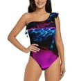 thumbnail image 1 of Pofeuu Futuristic Purple Panther A、 Print Women's One Piece Swimsuits One Shoulder Swimwear Asymmetric Ruffle Monokinis Bathing Suits-XX-Large, 1 of 6