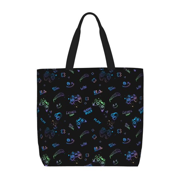 Pofeuu Gamepads Print Tote Bag for Women,Hobo HandBags with Zipper,Large Capacity Casual Shoulder Handbags with Inner Pockets