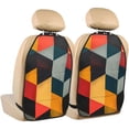 thumbnail image 1 of Pofeuu Geometric Cube Pattern Art Print 2 Pack PU Leather Kick Mat Back Seat Protector, Universal Car Seat Back Organizer, Waterproof Backseat Protector For Most Car, 1 of 8