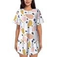 thumbnail image 1 of Pofeuu Geometric Spots Print Women's Pajama Set Short/Shorts Soft Button PJs Elastic Drawstring Waist Sleepwear-4X-Large, 1 of 6