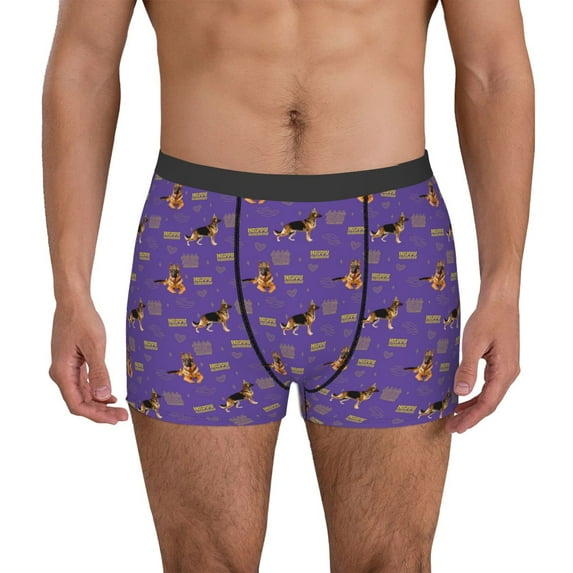 Pofeuu German Shepherd Dog Print Men’s Boxer Briefs, Moisture-Wicking Underwear, Regular,Trunk-Small
