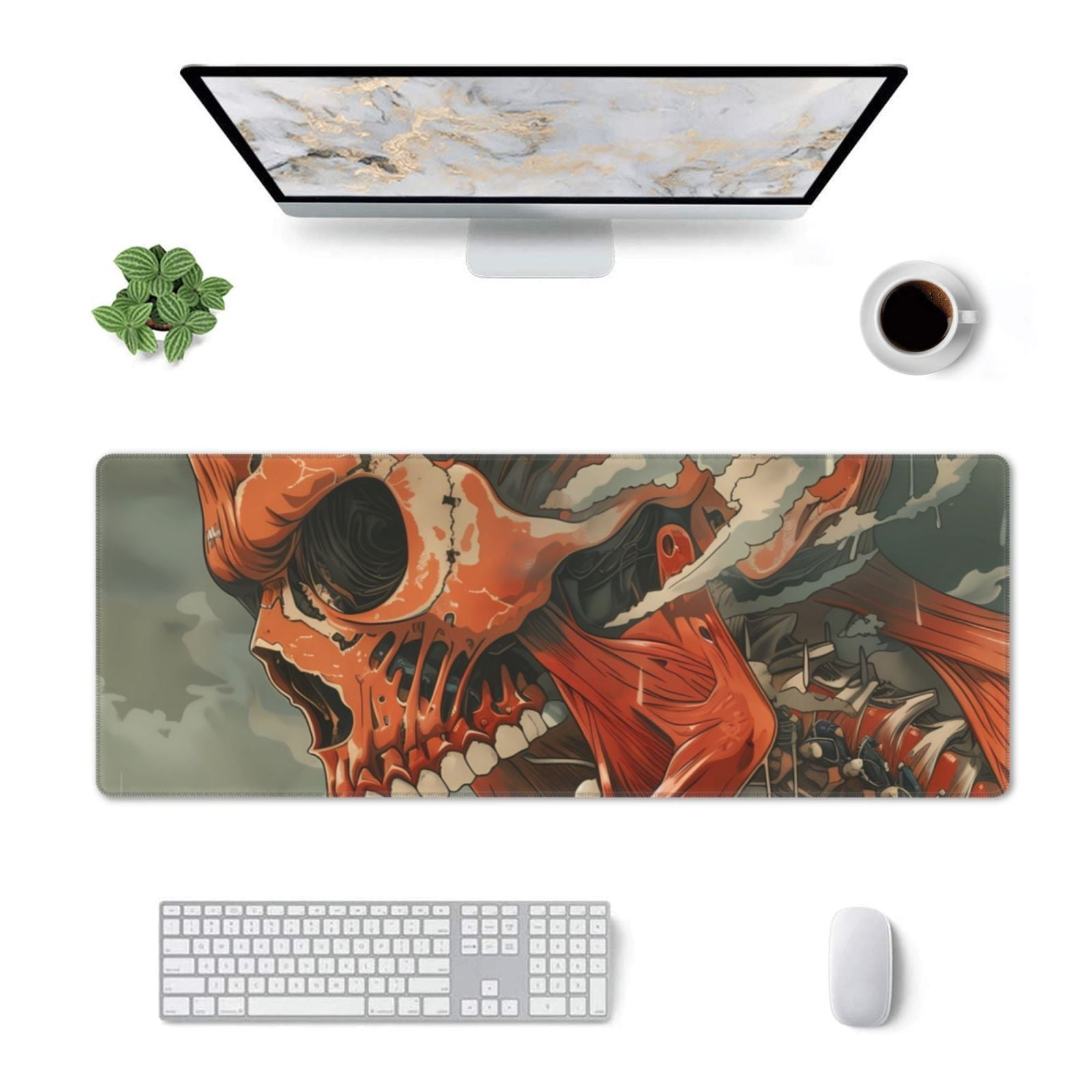 Pofeuu Gigantic Skull In Clouds Print Desk Mat for Keyboard and Mouse ...