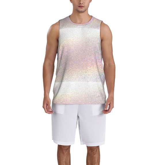 Pofeuu Glitter Light Pearl Print Basketball Jersey, Shirts for Men Youth Basketball Jersey Crew Neck-X-Large