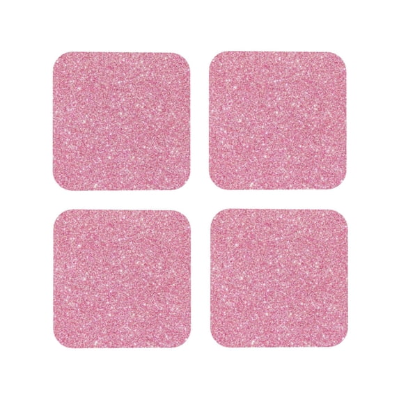 Pofeuu Glitter Pink Print Coasters for Drinks, 4Pack PU Leather Coasters, Bar Drink Coasters for Tabletop Protection, Furniture from Damage-Square