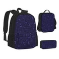 thumbnail image 1 of Pofeuu Glittering Purple Starfield Print Backpack Travel Backpacks With Lunch Bag Pencil Bag Set 3 pcs Set Cartoon Backpack, 1 of 7