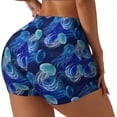 thumbnail image 1 of Pofeuu Glowing Jellyfish Pattern Print Workout Shorts for Women Scrunch Butt Lifting High Waisted Yoga Gym Seamless Booty Biker Shorts-Small, 1 of 8