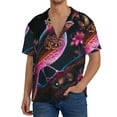 thumbnail image 1 of Pofeuu Glowing Leaf Bird Print Mens Casual Short Sleeve Shirts Beach Summer Spread Collar Pocket Tops Men's Casual Short-sleeved Shirt-3X-Large, 1 of 5