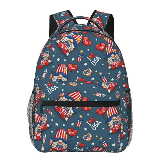 Pofeuu Gnome Love USA Print Backpack for Men and Women - Basic Bookbag Casual Daypack Backpacks for College Work Travel-One Size