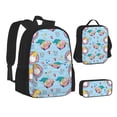 thumbnail image 1 of Pofeuu Gnome Pool Party Print Backpack Travel Backpacks With Lunch Bag Pencil Bag Set 3 pcs Set Cartoon Backpack, 1 of 7