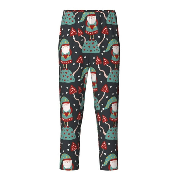 Pofeuu Gnome With Mushroom 2 Print Teenagers' Pajama Pants, Soft Lounge Pajama Pants with big pockets for Men Plaid Pj Bottoms-Small