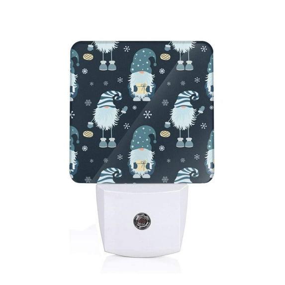 Pofeuu Gnome and Snowflakes Print Night Lights Plug into Wall with Dusk-to-Dawn Light Sensor, LED Nightlight for Bathroom, Adult, Hallway-US