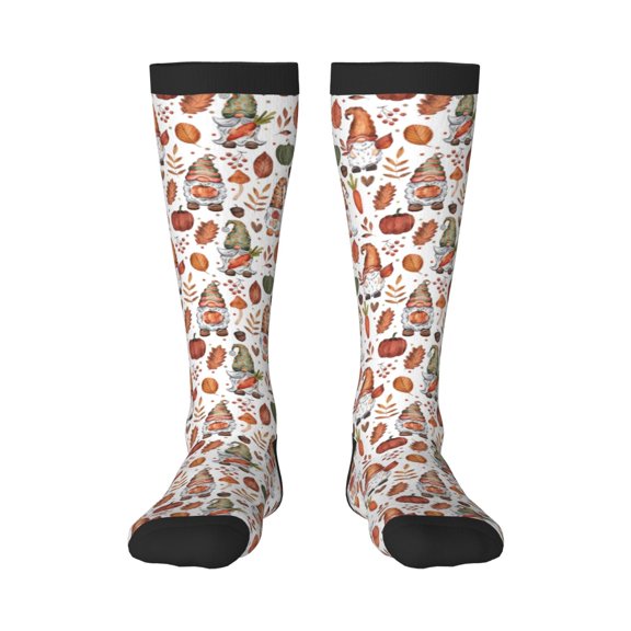 Pofeuu Gnomes And Autumn Leaves Print Stockings, Adult Running Hiking Socks for Youth and Adult