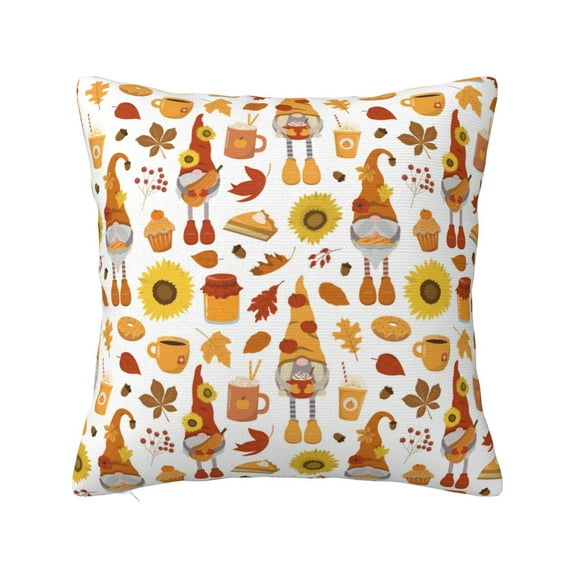 Pofeuu Gnomes Autumn Harvest Print Double-sided plush pillowcase Square Throw Pillow Covers Pillows Cover for Living Room Bedroom Sofa Couch Cushion Cover(No pillow core)-18"x18"