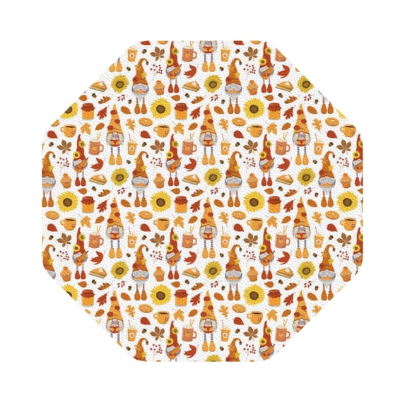 Pofeuu Gnomes Autumn Harvest Print Leather Coasters Set of 6, Round Cups Mugs Mat Pad for Home Kitchen Heat Resistant Drink Coasters,Octagon
