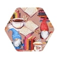 thumbnail image 1 of Pofeuu Gnomes Books Tea Cups Print Leather Coasters Set of 6, Round Cups Mugs Mat Pad for Home Kitchen Heat Resistant Drink Coasters,Hexagon, 1 of 7