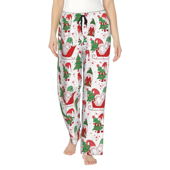 Pofeuu Gnomes Merry Christmas Print Women's Fashion Pajama Pants with Pockets Comfy Drawstring Sleep Lounge Bottoms-Medium