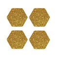 thumbnail image 1 of Pofeuu Gold Glitter Print Coasters for Drinks, 4Pack PU Leather Coasters, Bar Drink Coasters for Tabletop Protection, Furniture from Damage-Hexagon, 1 of 6