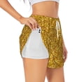 thumbnail image 1 of Pofeuu Gold Glitter Print Women's Athletic Shorts Running Workout Shorts Tummy Control Quick Dry Gym Shorts with Pockets Double layer sports shorts-Small, 1 of 7