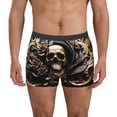 thumbnail image 1 of Pofeuu Gold Rose Skull Print Men’s Boxer Briefs, Moisture-Wicking Underwear, Regular,Trunk-Medium, 1 of 5
