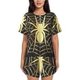 thumbnail image 1 of Pofeuu Gold Spider On The Web Print Women's Pajama Set Short/Shorts Soft Button PJs Elastic Drawstring Waist Sleepwear-4X-Large, 1 of 6