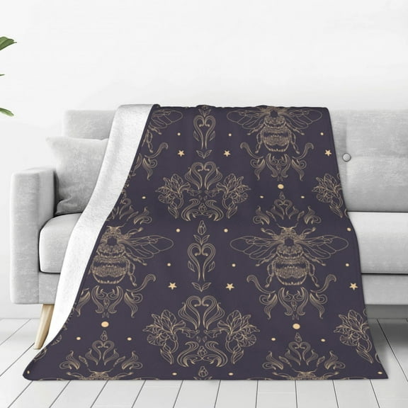 Pofeuu Golden Bumblebee Print Ultra-Soft Micro Fleece Blanket,for Bed Or Sofa,All Season Throw Blankets Flannel Blanket-50"x40"