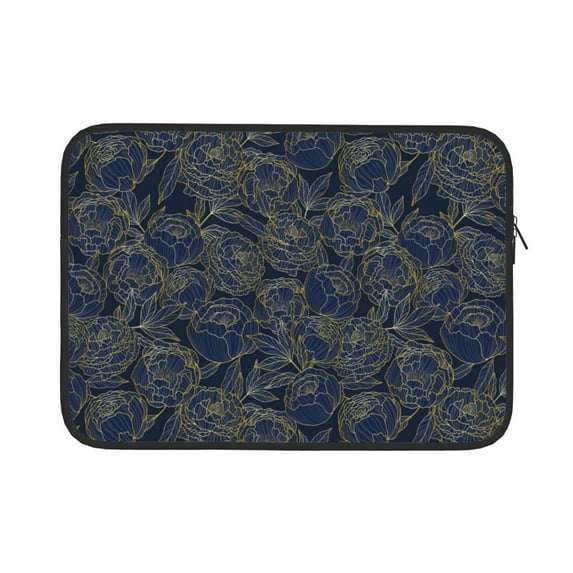 Pofeuu Golden Peonies Print Laptop Carrying Case,13-15-Inch Laptop and Tablet, Sleek Design, Durable and Water-Repellent Fabric, Business Casual or School-15 inch