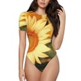 thumbnail image 1 of Pofeuu Golden Sunflower In Field Print Short Sleeve Body Suits Women Round Neck Bodysuits for Women Onesie Adult Set Body Suit-Small, 1 of 7