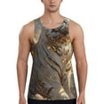 thumbnail image 1 of Pofeuu Golden White Tiger Print Men's Workout Tank Tops Sleeveless Muscle Gym Shirt Quick Dry-4X-Large, 1 of 7