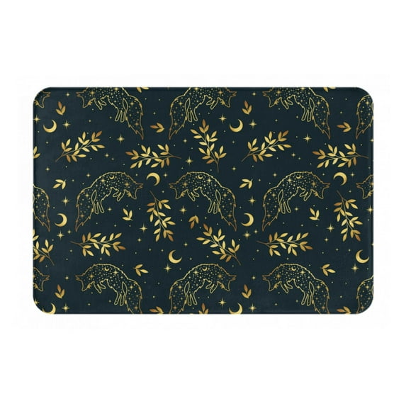 Pofeuu Golden line fox Print Flannel Doormats Rug16"x24"Rug Washable Doormats Indoor Outdoor Rugs for Layered Front Door Mats, Porch, Kitchen, Entryway